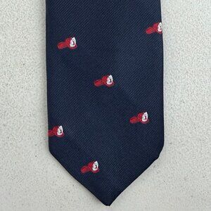 Vintage Firefighter Hat Tie 1960s Jacquard Twill Polyester Necktie Navy Blue/Red